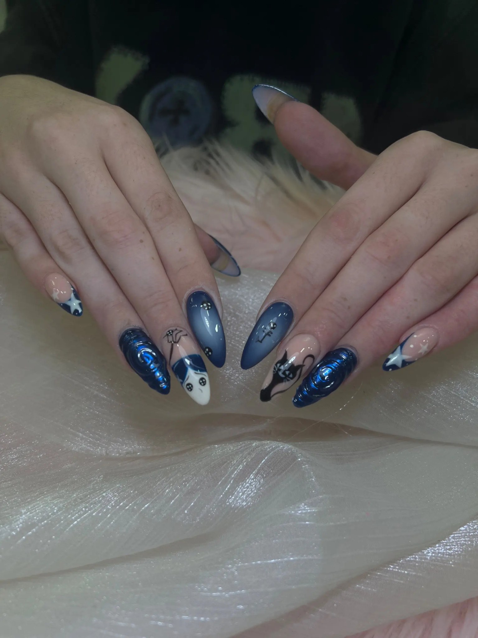 Midnight blue chrome with spooky details